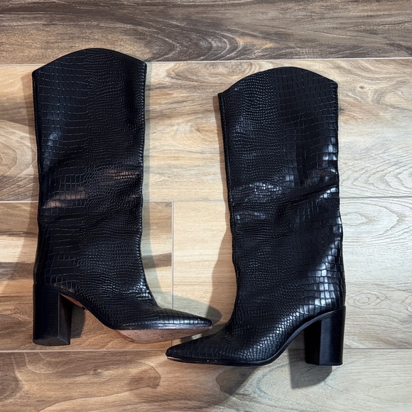 Schutz Croco-Embossed Leather Knee-High Boots | Size 8.5 - Picture 1 of 10